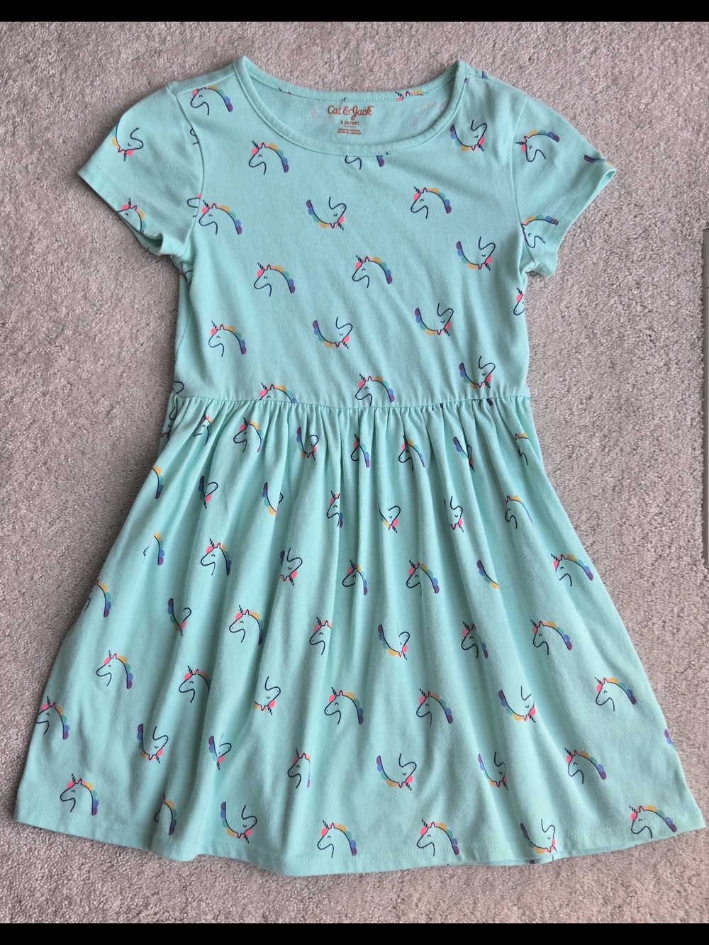 Cat & Jack Girls' Mint Unicorn Print Dress